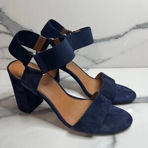 Franco Sarto Women's Navy Blue Leather Olivia Sandals Sz 9.5 Minimalist Strappy